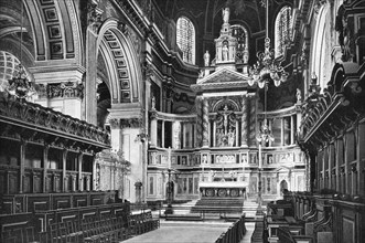 The Choir and Reredos, St Paul's Cathedral, 1908-1909.Artist: WS Campbell