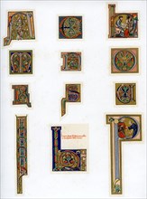 Illuminated initial letters, 13th century. Artist: Unknown