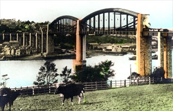 The Royal Albert Bridge, Saltash, Cornwall, 1926.Artist: Cavenders Ltd