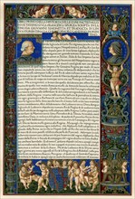 Text page with portraits of Francesco Sforza, 1490. Artist: Unknown