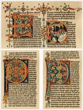 Text page with illuminated initial letters, 14th century. Artist: Unknown