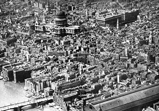 Aerial view of London, showing St Paul's Cathedral, 1926. Artist: Unknown
