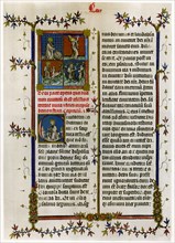 Text page with biblical scenes, late 14th century. Artist: Unknown