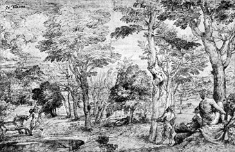 'Landscape with Satyrs', c1530-1540, (1937). Artist: Titian