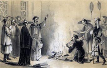 Burning of the Chinese books, 3rd century BC, (1847). Artist: JW Giles
