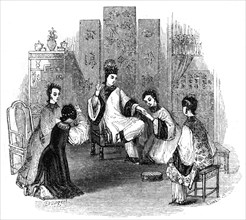 'Chinese maidens weeping with a bride', 1847. Artist: Evans