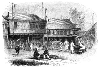 'Street and shops in Pekin', 1847.Artist: Walmsley