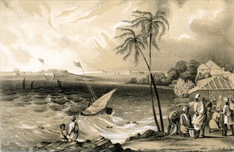 'Setting in of the monsoon, Cannanore Fort', 1847. Artist: Unknown