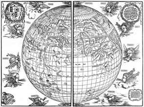 Johannes Stabius map of the world, 1515, (1936). Artist: Albrecht Dürer