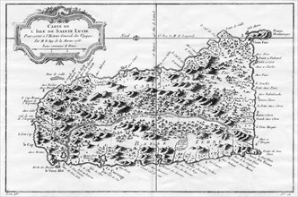 A map of  St Lucia, the West Indies, 1758.Artist: N Bellun