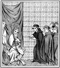 Fellows of the University of Paris haranguing the Emperor Charles IV (1316-1378) in 1377 (1849). Artist: Unknown