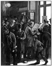 Scene at Lloyd's, London, 1877.Artist: William Bazett Murray
