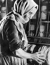 Female factory worker, Moscow, 1936. Artist: Unknown