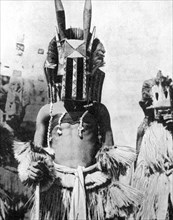 Visored mask of highland people, Africa, 1936.Artist: Wide World Photos