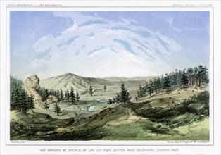 Hot Springs at their source in Lou Lou Fork, Bitterroot Mountains, Montana, USA, 1856.Artist: John Mix Stanley