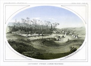 Camp Stevens, looking westward, Montana, USA, 1856.Artist: Gustav Sohon