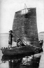 A reed balsa sailing vessel, Bolivia, 1922. Artist: Unknown