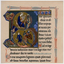 Illuminated initial letter 'B', 13th century, (1901). Artist: Unknown