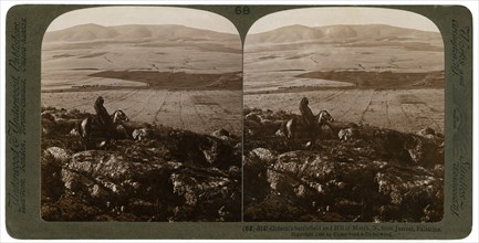 Gideon's battlefield and the Hill of Moreh, north from Jezreel, Palestine, 1900.Artist: Underwood & Underwood