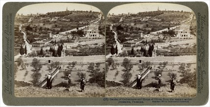 The Garden of Gethsemane and the Mount of Olives, Palestine, 1908.Artist: Underwood & Underwood