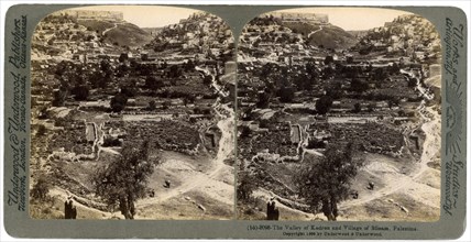 The valley of Kedron and the village of Siloam, outside the wall of Jerusalem, Palestine, 1896.Artist: Underwood & Underwood