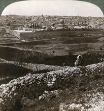 Jerusalem, as seen from the south-east, showing the site of the temple, Palestine, 1900s.Artist: Underwood & Underwood