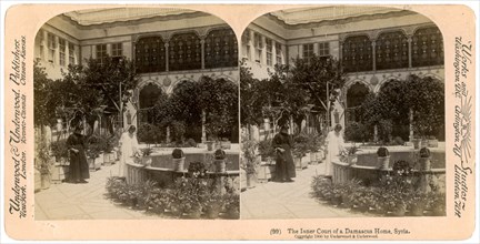 The inner court of a Damascus home, Syria, 1900.Artist: Underwood & Underwood