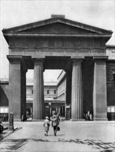 The doric arch leading to Euston Station, London, 1926-1927.Artist: McLeish