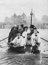 Choirboys of St Clement Danes beating the boundary-marks on the Thames, London, 1926-1927. Artist: Unknown