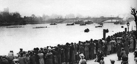 Start of the Oxford and Cambridge Boat Race, London, 1926-1927. Artist: Unknown