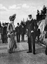 King Haakon VII of Norway (1872-1957) with his wife Queen Maud (869-1938), 1908.Artist: Queen Alexandra