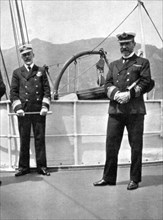 Commander Sir Archibald Milne (1855-1938) with Captain V Stanley, 1908.Artist: Queen Alexandra
