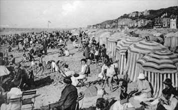 The beach, Trouville, France, c1920s. Artist: Unknown
