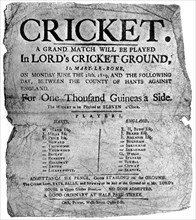 Flyer advertising a cricket match between Hampshire and England, 1819 ((1912). Artist: Unknown