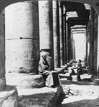 'Columns of the great temple of Sethos I, Abydos, Egypt', 1905.Artist: Underwood & Underwood