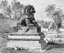 'Summer Palace, Bronze Lion, Emblem of the Imperial Power', c1890. Artist: Unknown