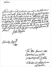 A letter written by John Dryden (1631-12700), English poet, 1699 (1840). Artist: Unknown