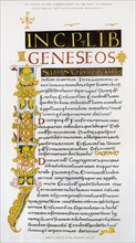 Facsimile of the commencement of the Book of Genesis, 1840. Artist: Unknown
