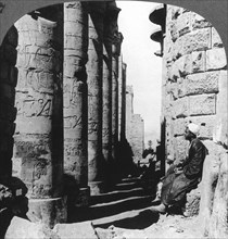 'The famous colonnade in the great Temple at Karnak, Thebes, Egypt', 1905.Artist: Underwood & Underwood