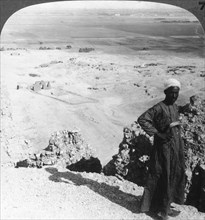 'From the high cliffs at Der-el-Bahri across the plain to Luxor, Thebes, Egypt', 1905.Artist: Underwood & Underwood