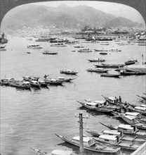 Looking north over vessels in the port of Nagasaki, Japan, 1904.Artist: Underwood & Underwood
