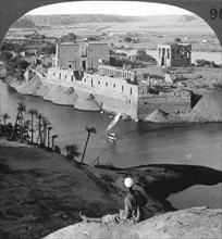 'Looking down on the island of Philae and its temples, Egypt', 1905.Artist: Underwood & Underwood