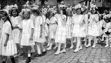 Young girls at a church festival, Berlin, Germany, 12922. Artist: Unknown