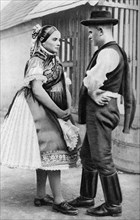 A young Slovak couple, Hungary, 1926.Artist: AW Cutler
