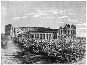'The amphitheatre of El Jemm', c1890.Artist: F Meaulle