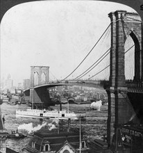 Brooklyn Bridge, New York, USA, early 20th century.Artist: Underwood & Underwood