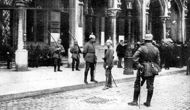 German occupation of Brussels, First World War, 1914. Artist: Unknown