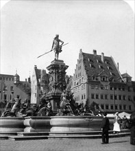 The Neptune Fountain, Nuremberg, Germany, c1900s.Artist: Wurthle & Sons