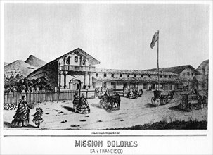Mission Dolores, San Francisco, California, 19th century (1937). Artist: Unknown