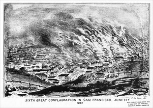 'Sixth Great Conflagration in San Francisco', Californa, 1851 (1937).Artist: J de Vere